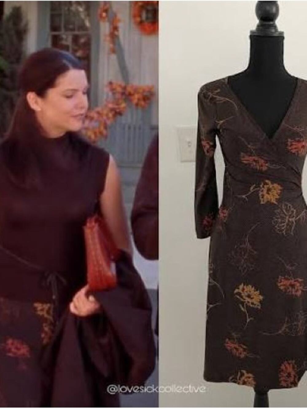 Lorelei Gilmore BCBGMaxAzria Brown Floral Wrap Dress